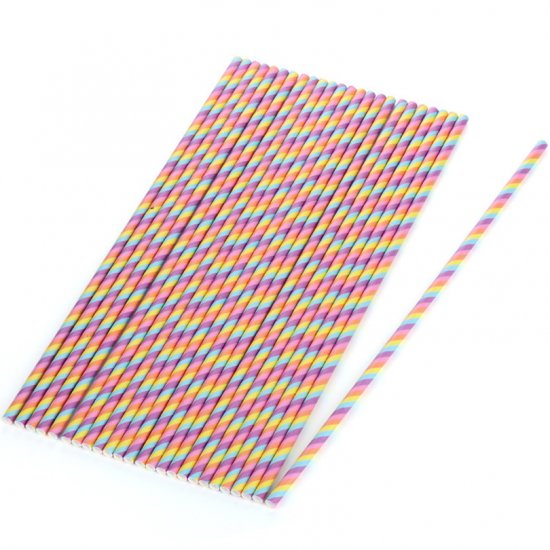 Colorful Colored Rainbow Striped Paper Straws 500pcs - Click Image to Close