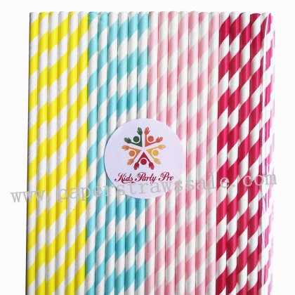 200pcs Colorful Striped Paper Drinking Straws Mixed [newthemedstraws003]