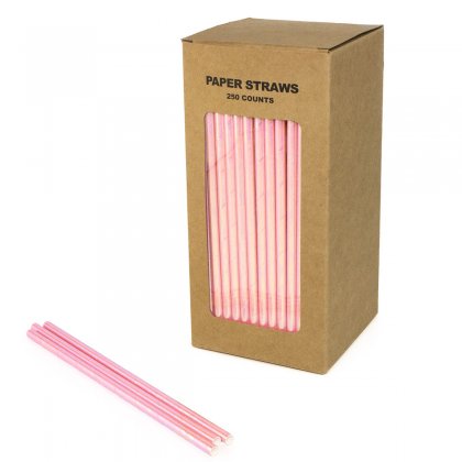 250 pcs/Box Iridescent Light Pink Foil Paper Straws [pinkiridescentstraws250]