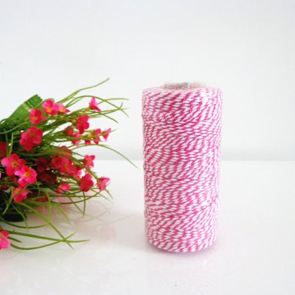 Hot Pink and White Striped Bakers Twine 15 Spools [bakerstwine016]