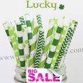 250pcs LUCKY Green Paper Straws Mixed 250pcs LUCKY Green Paper Straws Mixed