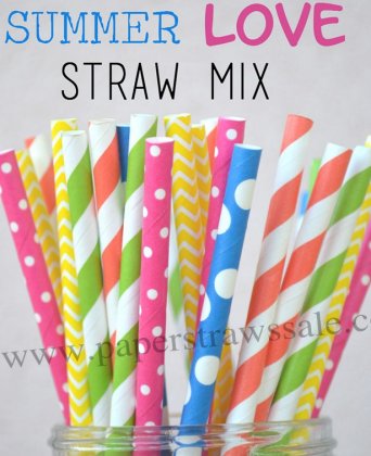 200pcs Summer Love Theme Paper Straws Mixed