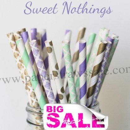 300pcs SWEET NOTHINGS Paper Straws Mixed [themedstraws145]