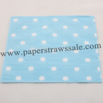 Light Blue Paper Napkins White Polka Dot 300pcs