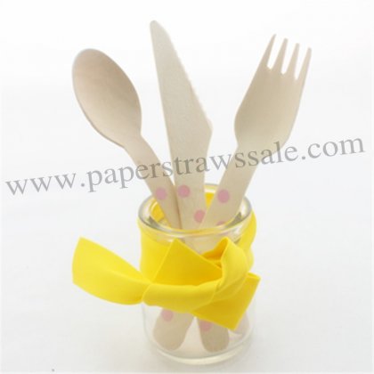 Pink Polka Dot Wooden Utensils Kit 150pcs [cutlery008]