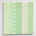 125 Pcs Mixed 5 Styles Mint Green Pastel Paper Straws