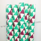 Green Dark Red Bunting Flag Paper Straws 500pcs