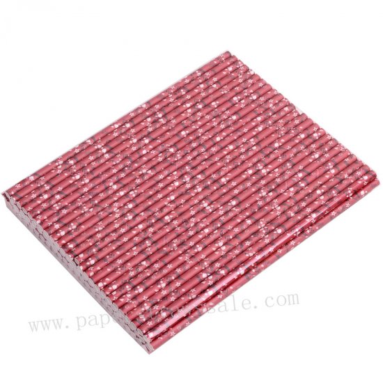 Colored Classical Ancient Floral Red Paper Straws 500 pcs - Click Image to Close