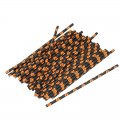 Halloween Orange Pumpkin Print Black Paper Straws 500 pcs