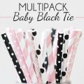 100 Pcs/Box Mixed Light Pink Baby Black Tie Paper Straws