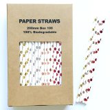 100 Pcs/Box Mixed Metallic Foil Polka Dot Paper Straws