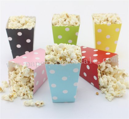360pcs Mix 6 Colors Polka Dot Paper Popcorn Boxes [popcornboxes026]