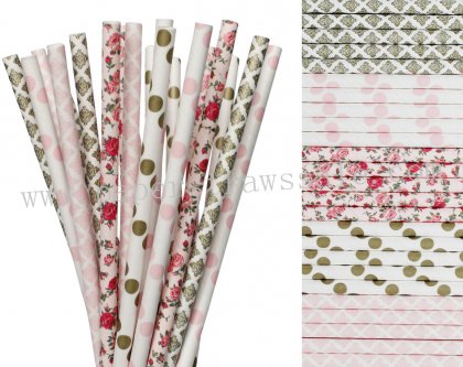 250pcs Spring Garden Party Paper Straws Mixed [themedstraws265]