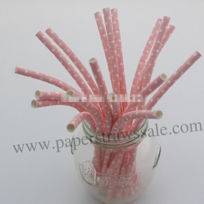 Baby Pink Bendy Paper Straws Swiss Dot 500pcs [bendysdot001]