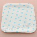 7" Blue Polka Dot Square Paper Plates 60pcs