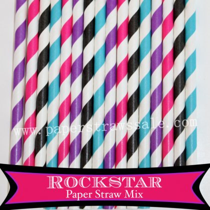 200pcs Girl Rockstar Party Paper Straws Mixed [themedstraws325]