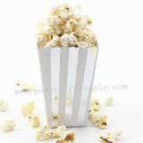 Silver Foil Striped Paper Popcorn Boxes 36pcs