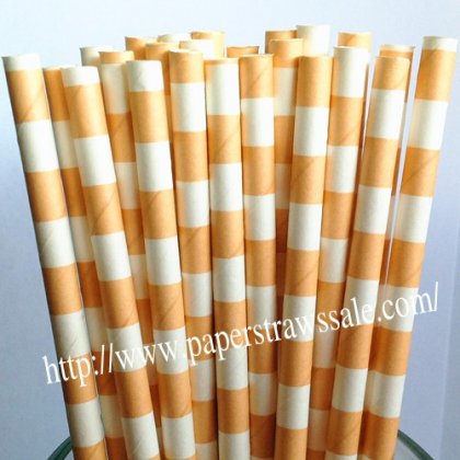 Peach Sailor Stripe Paper Drinking Straws 500pcs [sspaperstraws001]