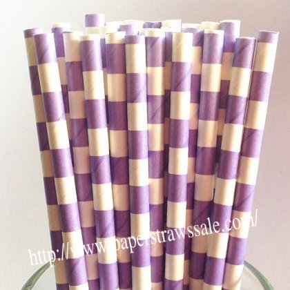 Lilac and White Circle Stripe Paper Straws 500pcs [sspaperstraws011]