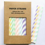 100 Pcs/Box Mixed Stripe Perfectly Pastel Paper Straws