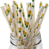 Green Yellow Fruit Pineapple Paper Straws Clearance