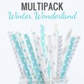 100 Pcs/Box Mixed Blue Silver Winter Wonderland Paper Straws