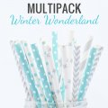 100 Pcs/Box Mixed Blue Silver Winter Wonderland Paper Straws
