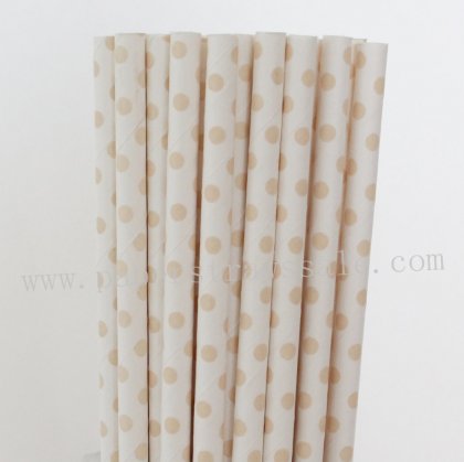 Ivory Swiss Dot Paper Straws 500pcs [ppaperstraws101]