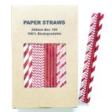 100 Pcs/Box Mixed Metallic Foil Red Paper Straws