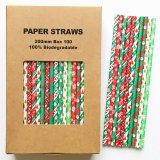 100 Pcs/Box Mixed 10 Vintage Christmas Styles Paper Straws