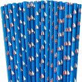 Blue Nautical Sailing Boat Sailboat Paper Straws 500 pcs