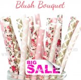 200pcs Blush Bouquet Themed Paper Straws Mixed 200pcs Blush Bouquet Themed Paper Straws Mixed