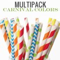 100 Pcs/Box Mixed Colorful Carnival Colors Paper Straws
