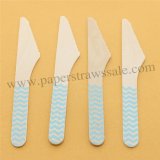 Light Blue Chevron Print Wooden Knife 100pcs Light Blue Chevron Print Wooden Knife 100pcs