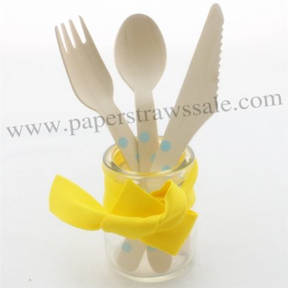 Blue Polk Dot Wooden Cutlery Set 150pcs