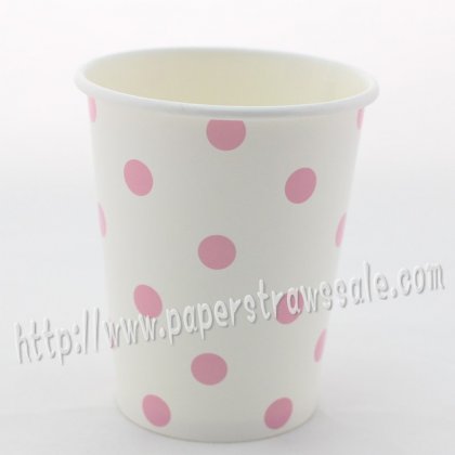 90Z Pink Polka Dot Paper Drinking Cups 120pcs [dpapercups011]