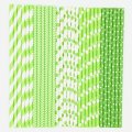 125 Pcs Mixed 5 Styles Light Lime Green Paper Straws