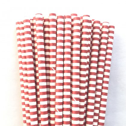 Horizontal Stripe Dark Red Circle Paper Straws 500 Pcs