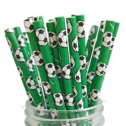 Football Green Soccer Paper Straws 500 pcs [soccerpaperstraws001]