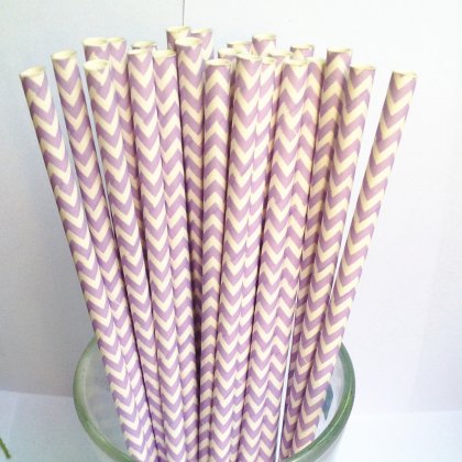 Lilac Chevron Printed Paper Drinking Straws 500pcs [cpaperstraws012]