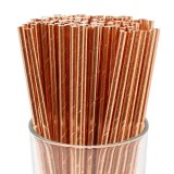 Foil Solid Plain Rose Gold Paper Straws Clearance