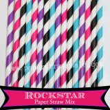 200pcs Girl Rockstar Party Paper Straws Mixed