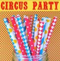 100 Pcs/Box Mixed Blue Red Yellow Circus Party Paper Straws
