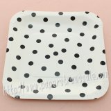 7" Black Polka Dot Square Paper Plates 60pcs 7" Black Polka Dot Square Paper Plates 60pcs