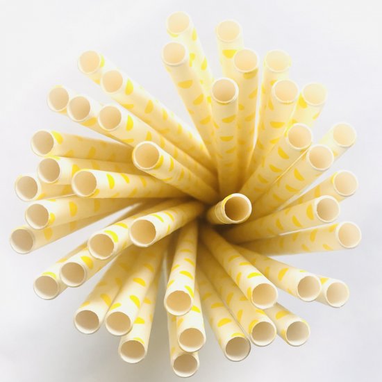 White With Yellow Swiss Dot Paper Straws 500 Pcs - Click Image to Close