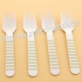 Wooden Forks Gold Striped Printed 100pcs