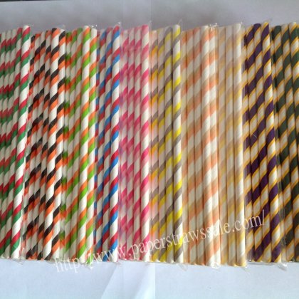 2 Colored Striped Paper Straws 2000pcs Mixed 10 Colors [npaperstraws029]