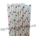 Christmas Paper Straws Green Red Star 500pcs