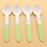 Green Chevron Print Wooden Spoons 100pcs