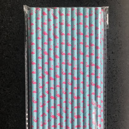 Hawaiian Tropical Flamingo Paper Straws 500 pcs [flamingopaperstraws001]